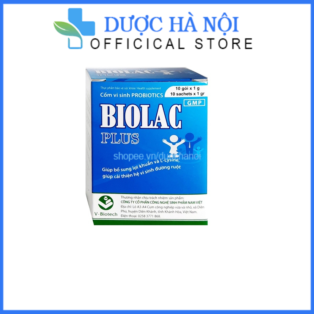 Cốm vi sinh probiotics biolac plus bổ xung lợi khuẩn và L-Lysine , cải thiện hệ đường ruột – hộp 10 gói