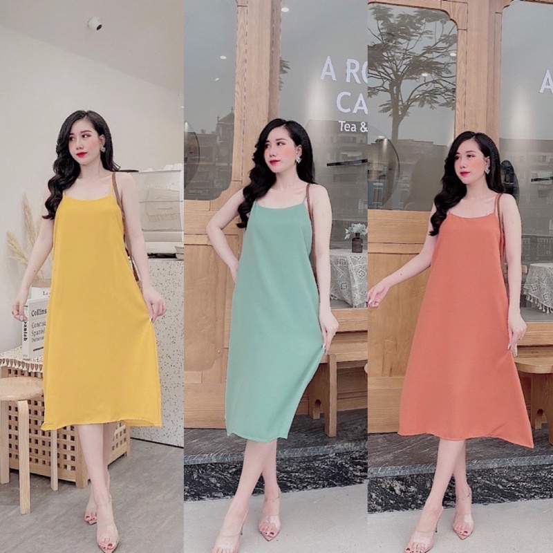 Đầm - Váy Đũi 2 Dây - Váy Maxi Đũi Trơn Nhiều Màu, Đủ Size đến 75kg