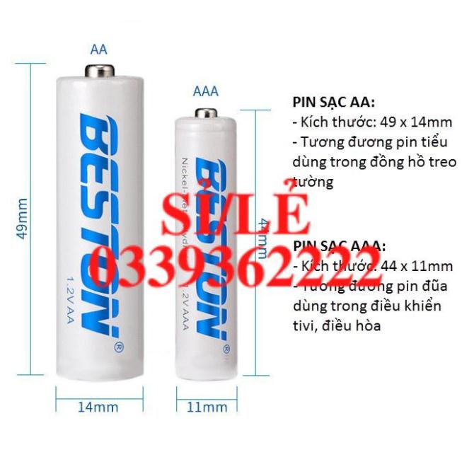 [ HAIANHSHOP ] Bộ 4 Pin sạc AA &amp; AAA Beston Chính Hãng - Bền Bỉ, An Toàn và Thân thiện với môi trường &gt;