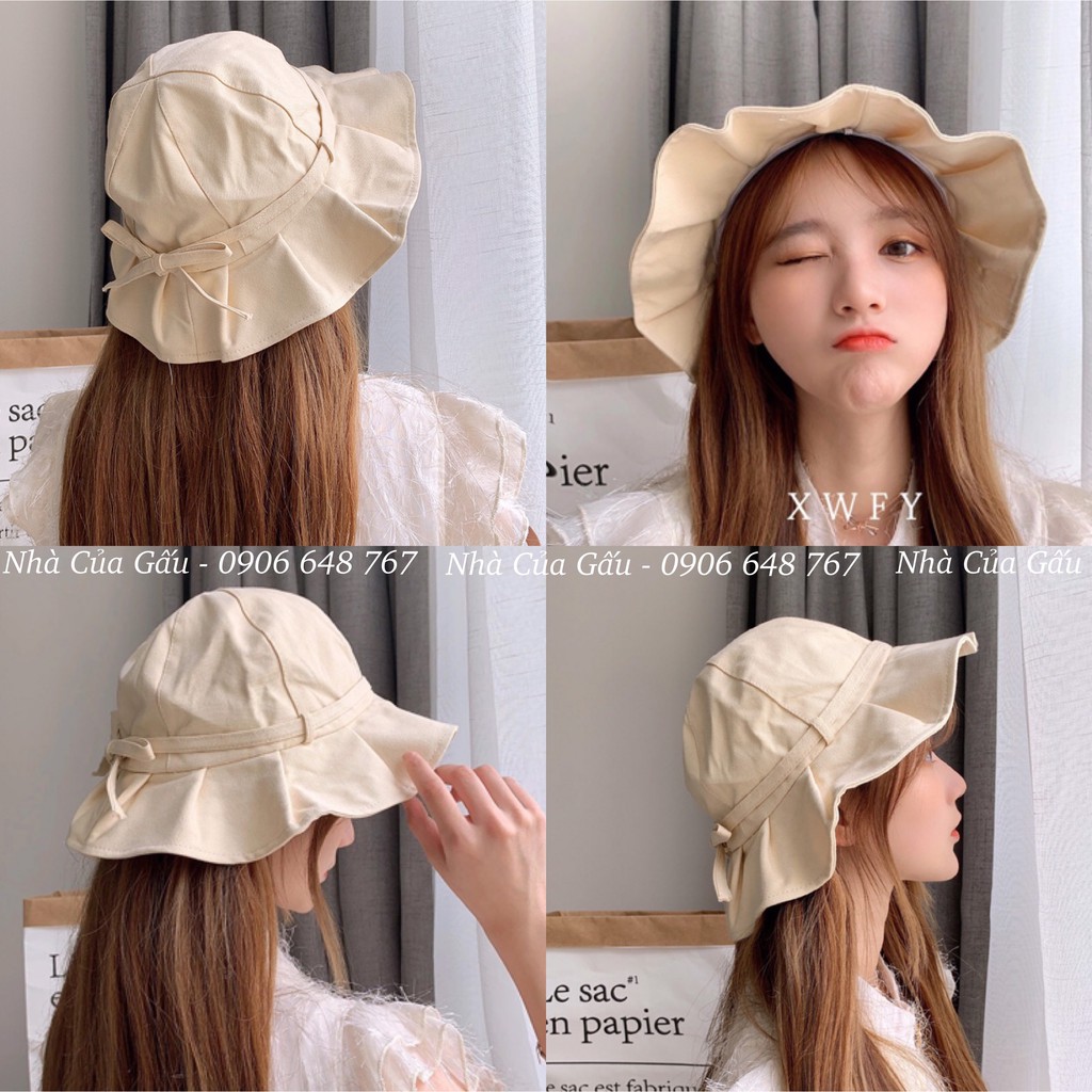 Mũ bucket nữ phối nơ tinh tế siêu yêu luôn