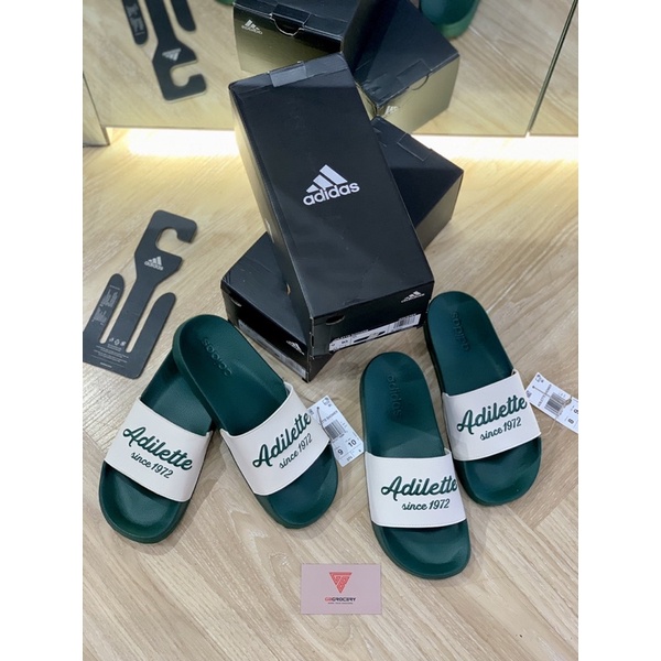 Dép Adidas Shower Adilette 1972 phối màu xanh lá hot trend - Ảnh thật shop chụp