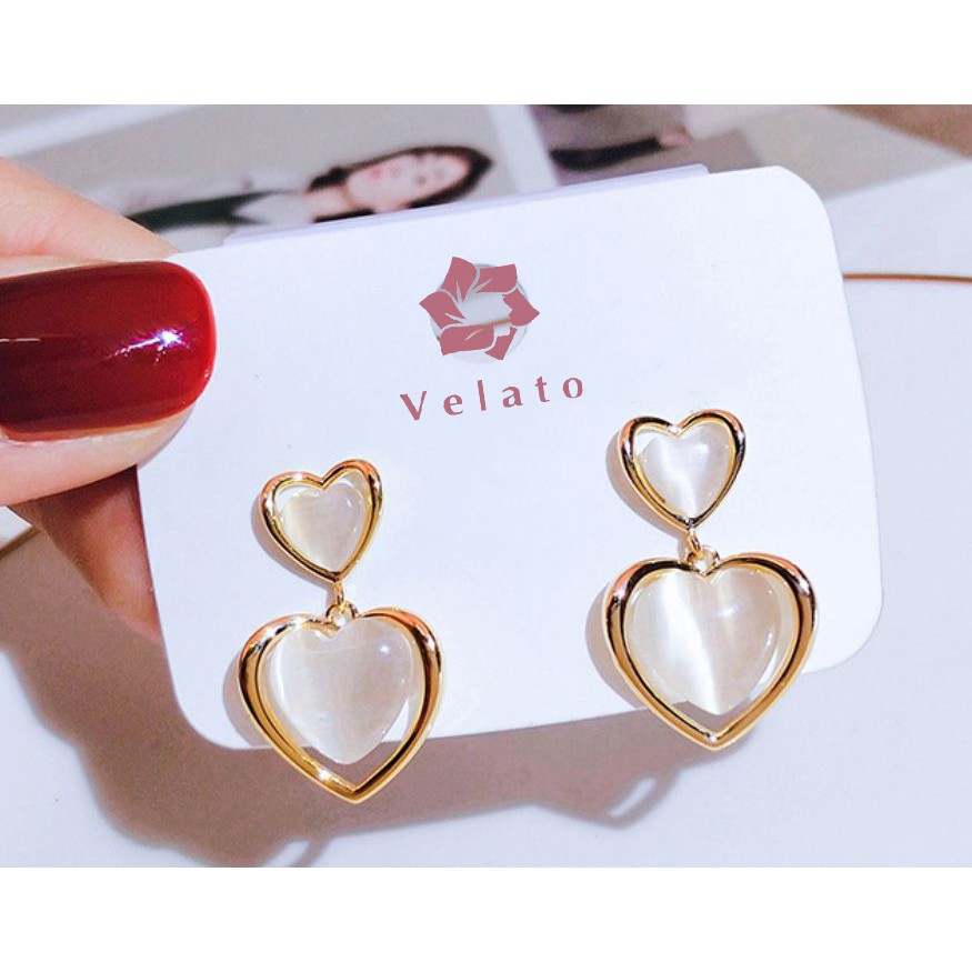 Khuyên tai nữ đá trái tim dễ thương bạc 925 Velato HA03