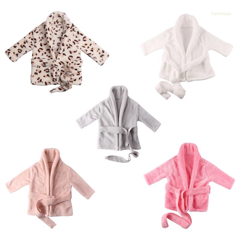 Bộ Áo Choàng Tắm Và Khăn Choàng Bằng Vải Flannel Màu Trơn Dành Cho Bé Sơ Sinh Chụp Ảnh