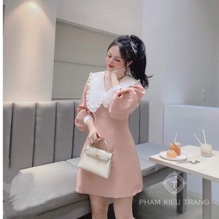 Đầm voan lụa cổ phối tiểu thư xinh xắn
