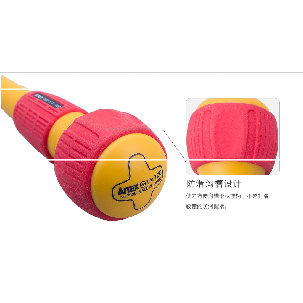 Tô vít cách điện cán tròn No.7900 Anex Sản Phẩm Chính Hãng