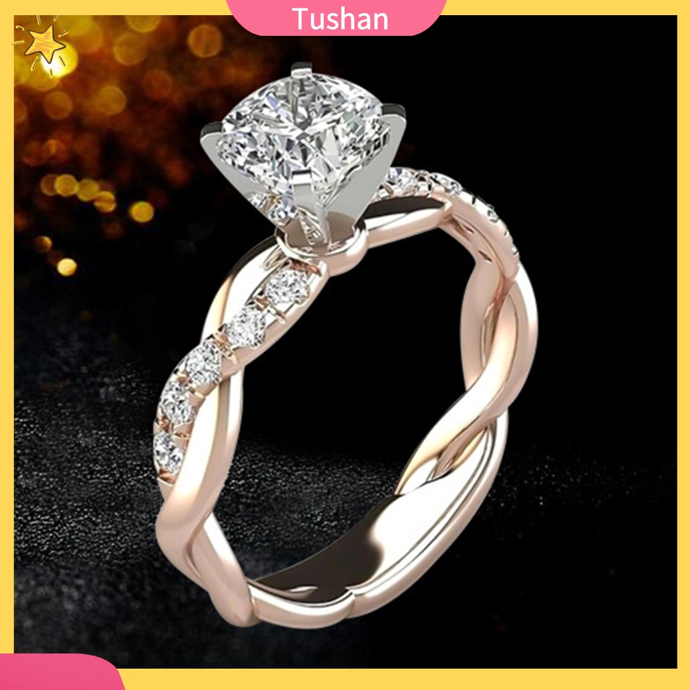 Nhẫn Đính Hôn Đính Đá Zircon Sang Trọng