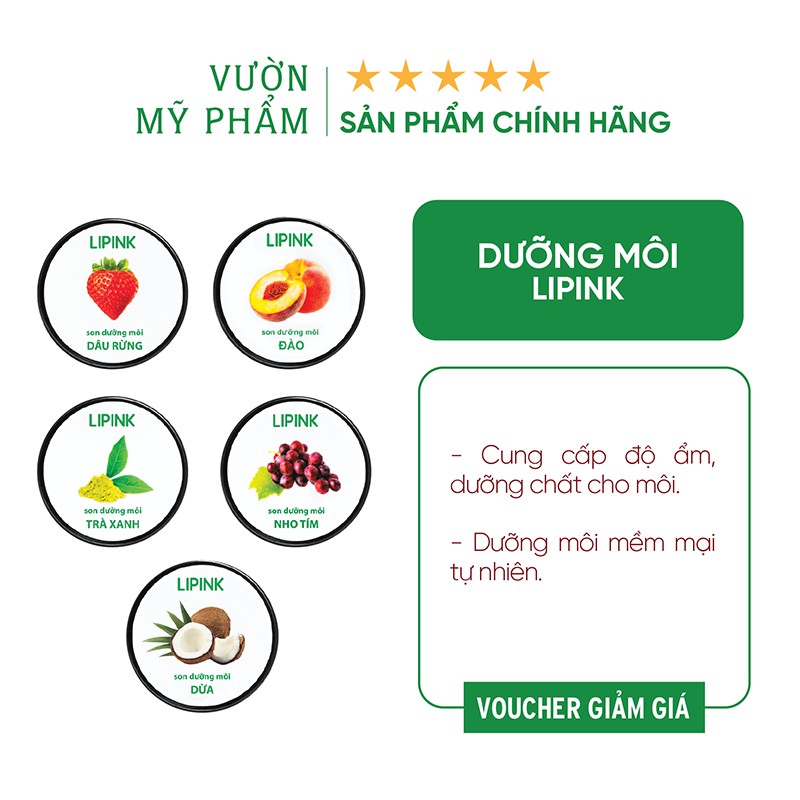 Son dưỡng môi LIPINK - Dưỡng môi hồng tự nhiên, ngừa thâm môi, loại bỏ bong tróc, thâm sạm môi - Vườn Mỹ Phẩm