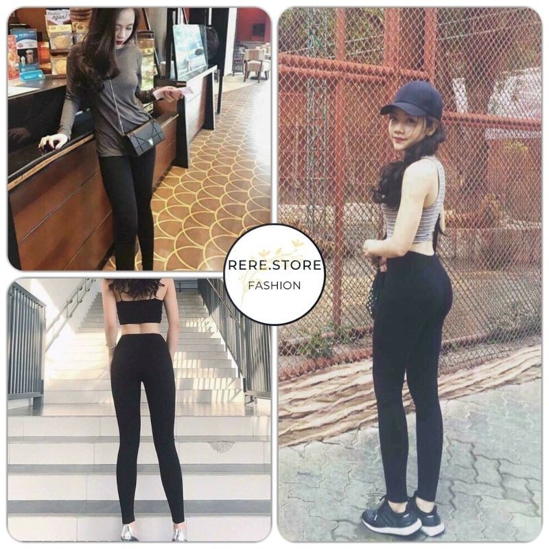 Quần Legging F21 Dáng Dài Ôm Body Nữ - Rere.Store [FREESHIP] - Skinny body dáng bó màu đen trơn basic