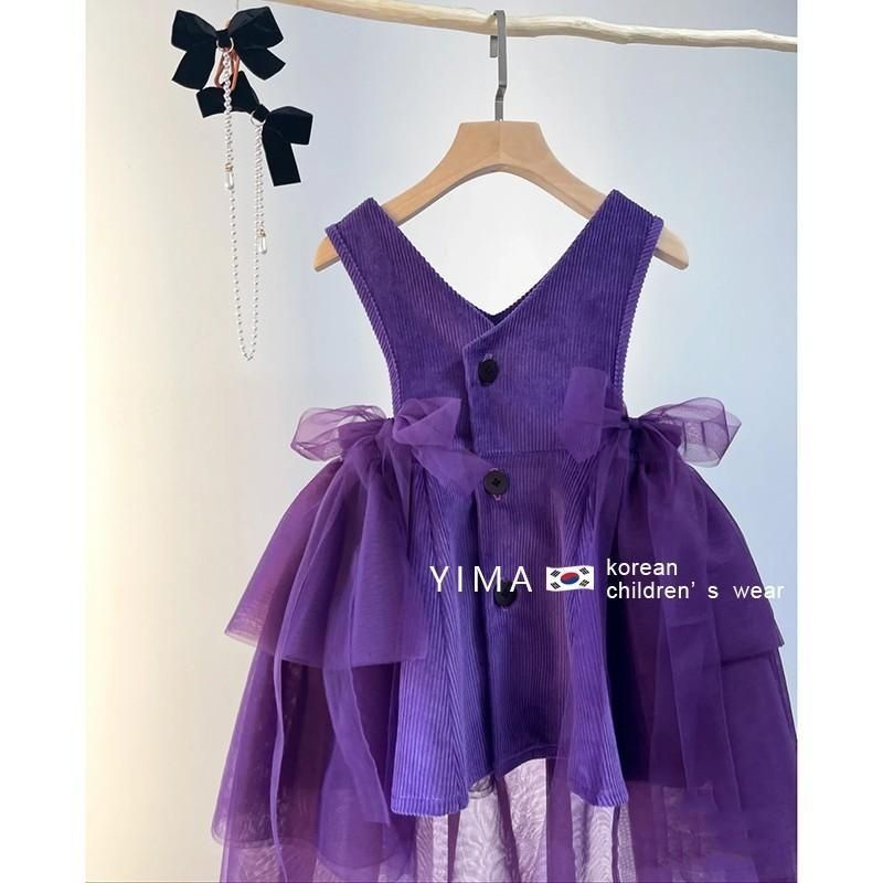 Đầm Công Chúa Màu Tím Phong Cách Phương Tây Đa Năng Cho Bé Gái