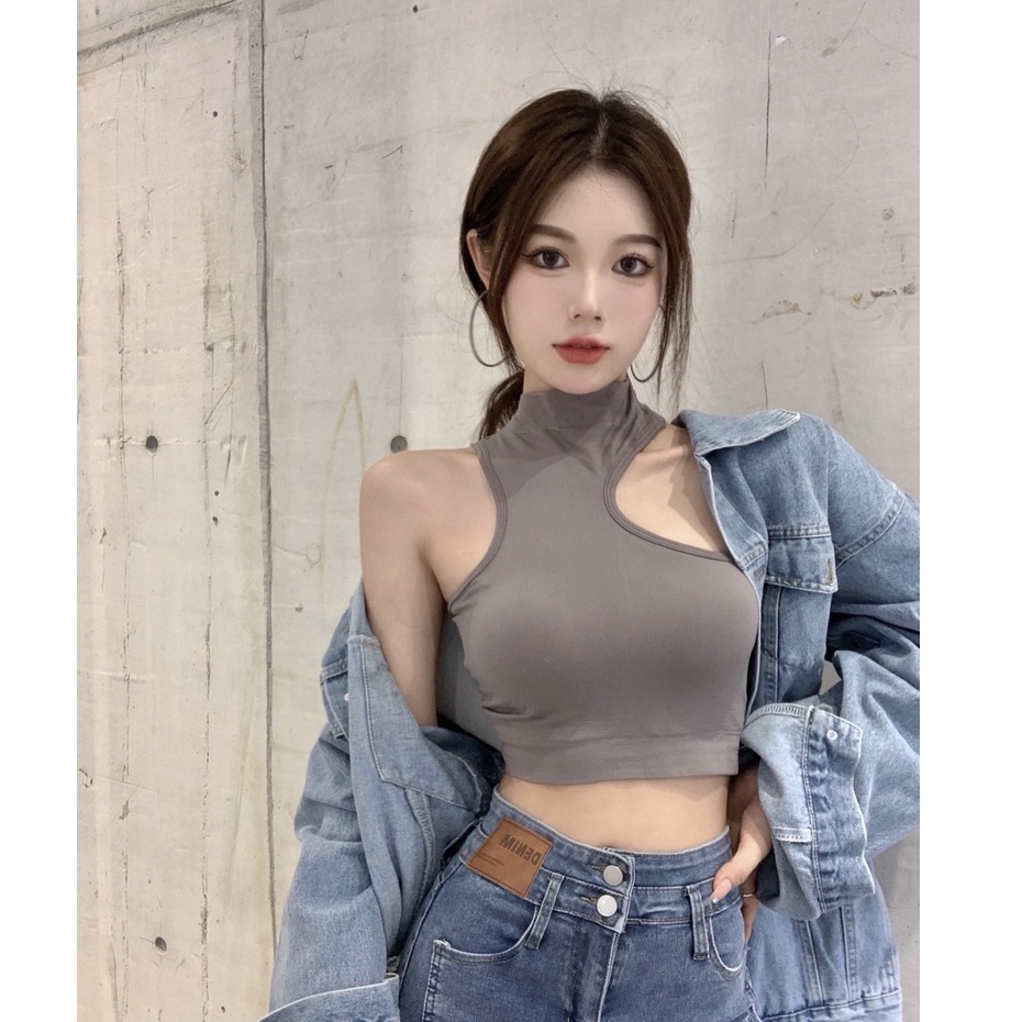 QADCOL  Áo Hai Dây Có Mút Đệm Ngực Thiết Kế Độc Đáo Thời Trang Quyến Rũ Cho Nữ