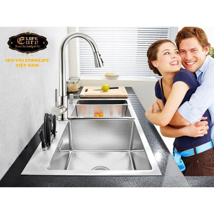 Chậu rửa chén Handmade Inox SUS 304 Eurolife EL-HM8245
