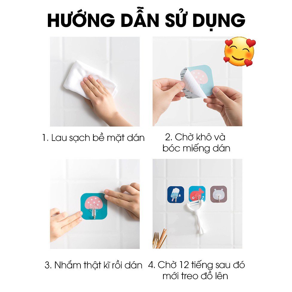 Móc dán tường treo đồ chịu lực. Mẫu Hoạt Hình Dễ Thương