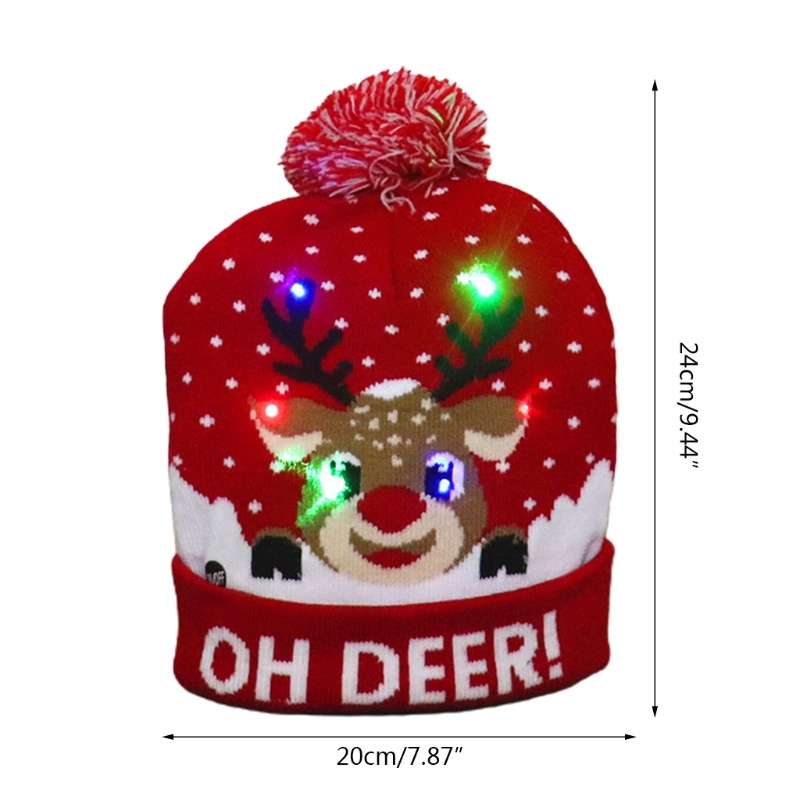 Mũ Beanie Dệt Kim Hình Tuần Lộc Có Đèn LED Nhiều Màu Sắc Cho Nam Và Nữ