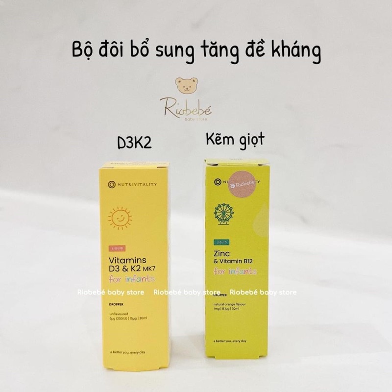 Kẽm giọt Nutrivitality bổ sung kẽm và vitamin B12 cho bé sơ sinh trở lên