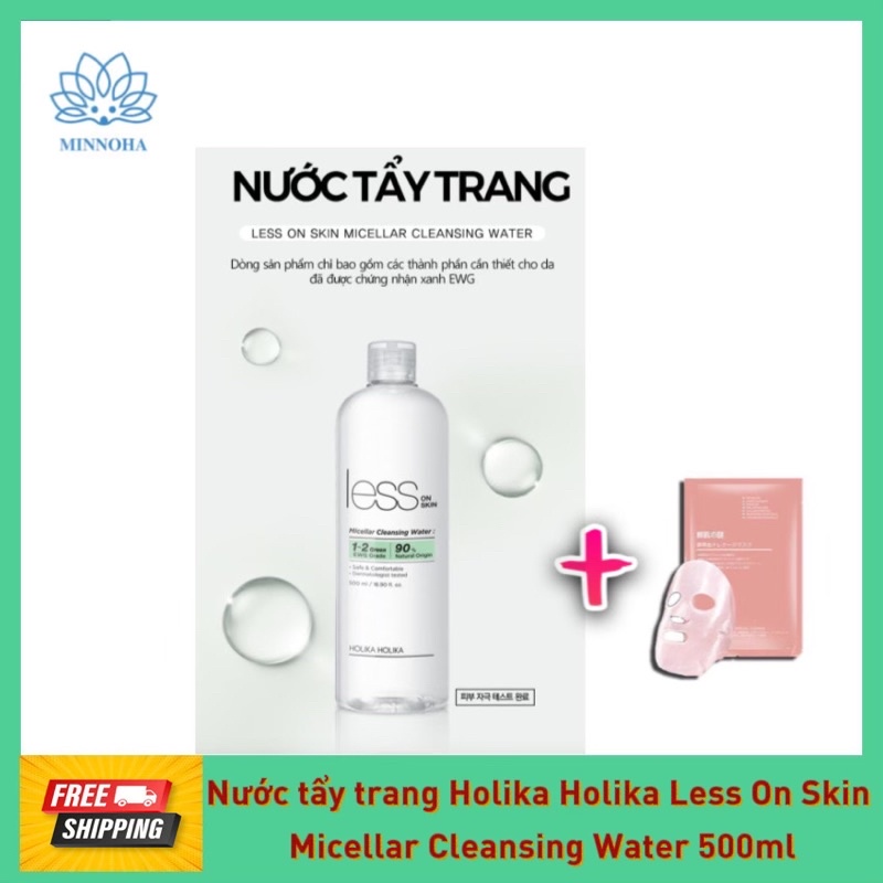Nước tẩy trang Holika Holika Less On Skin Micellar Cleansing Water 500ml dịu nhẹ, lành tính, phù hợp cả với da nhạy cảm