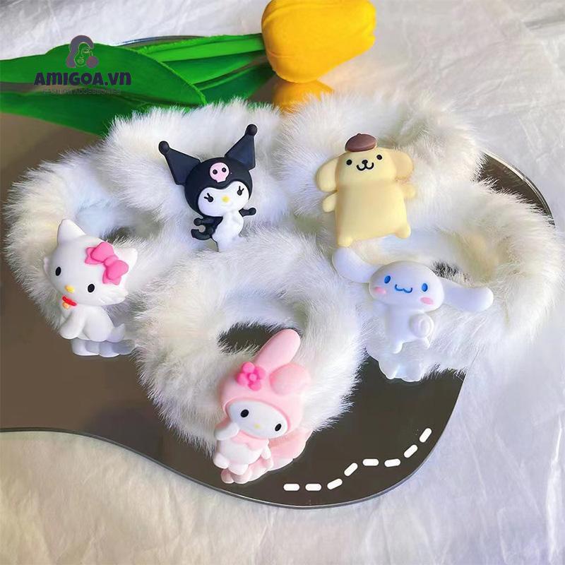 ✨✨Sanrio Dây Cột Tóc Phủ Lông Kiểu Dáng Ngọt Ngào Dễ Thương