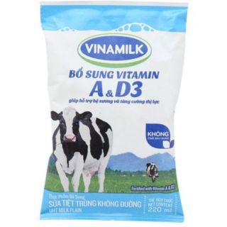 (Hạn 10/2020) Sữa bịch vinamilk không đường 220ml