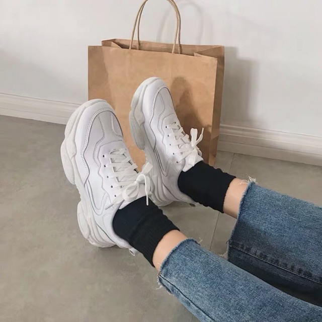 G053 [Sẵn trắng 37] (có video cận cảnh) Giày Ulzzang thể thao nữ tăng chiều cao phong cách vintage