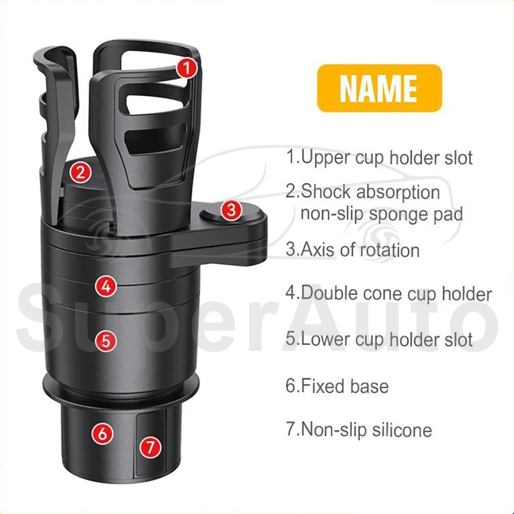 SuperAuto Giá Đỡ Cốc Nước 4 Trong 1 Đa Năng Điều Chỉnh Được Cho Xe Hơi Phụ KiệN Ô Tô