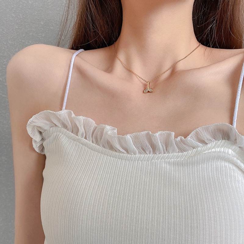 Vòng cổ titan không gỉ, dây chuyền titan nữ mặt thiết kế hình đuôi cá dễ thương phong cách hàn quốc 2022