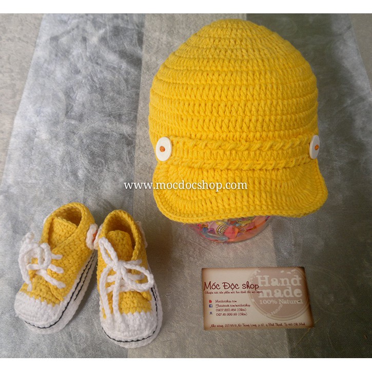 Giày nón len handmade cho bé trai 0-12 tháng