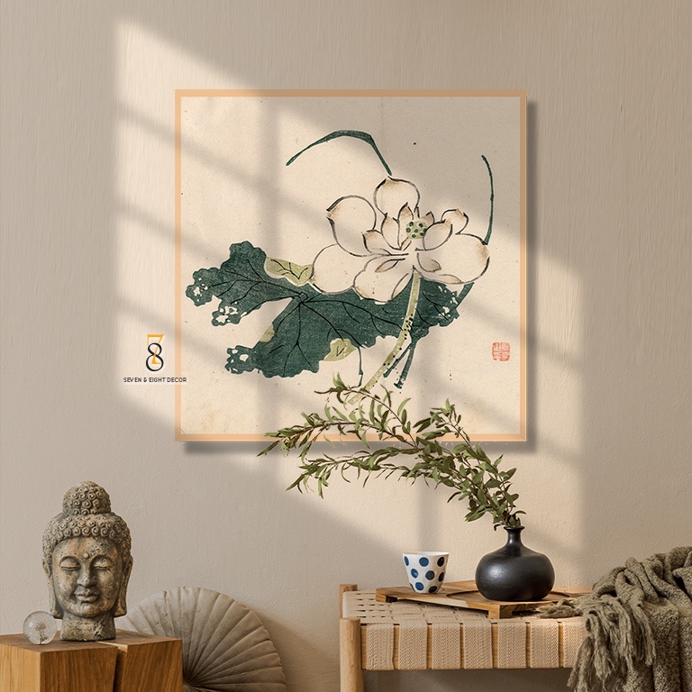 Tranh Canvas | Sen 1FSLOTU006 | Tranh Nghệ Thuật Châu Á | Căng Khung Cao Cấp | Tặng Kèm Đinh Đa Năng
