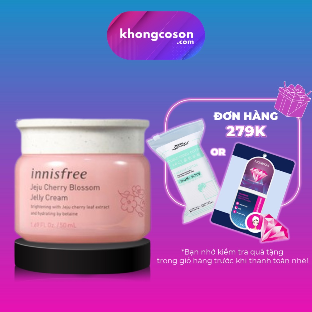 Kem Dưỡng Da Trắng Sáng Nâng Tone Innisfree Jeju Cherry Blossom Tone-Up Cream 50ml - Khongcoson