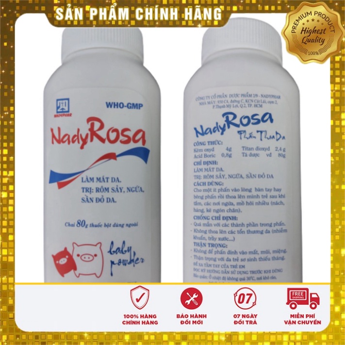 [Chính hãng] Phấn thoa da Nady Rosa ngừa rôm sảy cho bé chai 80g  Date mới