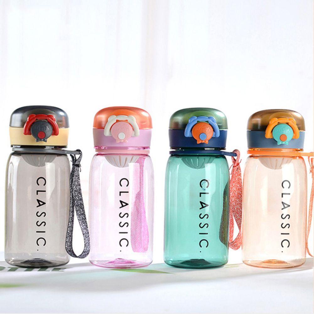 Bình Đựng Nước 400ML Trong Suốt Chống Rơi Chống Rò Rỉ Kèm Dây Đeo Tiện Dụng Mang Theo Du Lịch