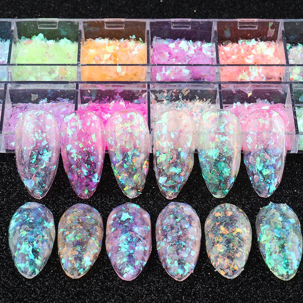 Hộp Kim Tuyến 12 Ngăn Màu Sắc Tươi Sáng Lấp Lánh Trang Trí Móng Nghệ Thuật DIY