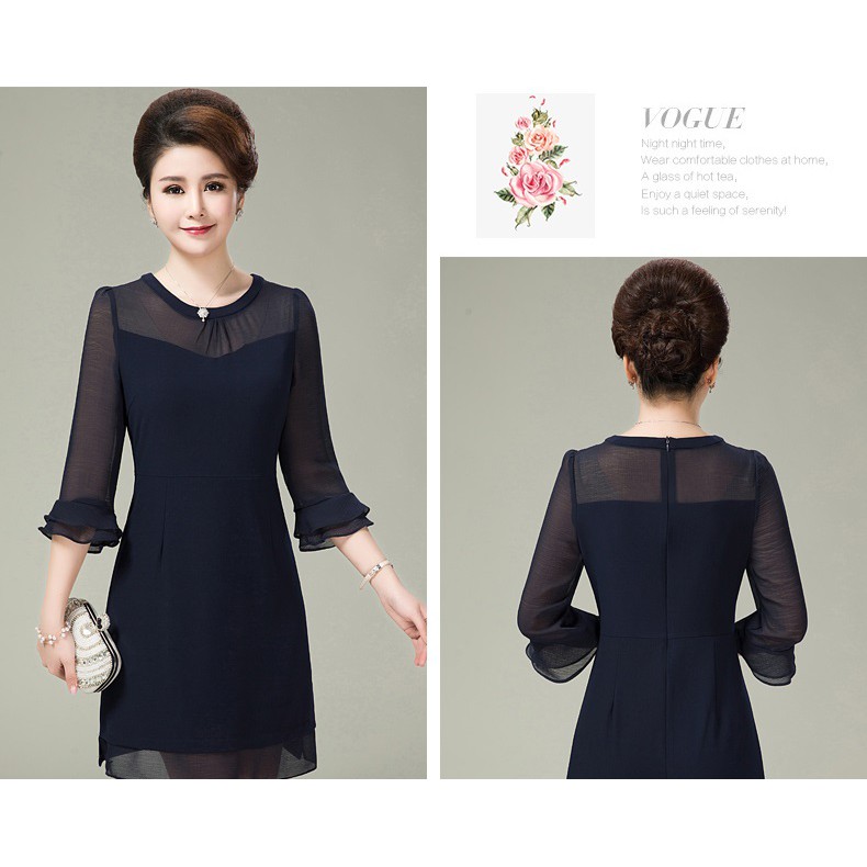 DRESS67-ĐẦM SUÔNG PHỐI VOAN TAY LỠ S-6XL