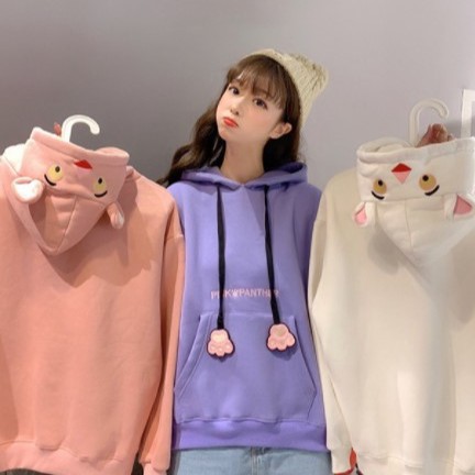 Áo Hoodie Thêu Mèo Tai Thỏ Thời Trang Nam Nữ Thu Đông phong cách năng động trẻ trung kiểu dáng cute dễ thương