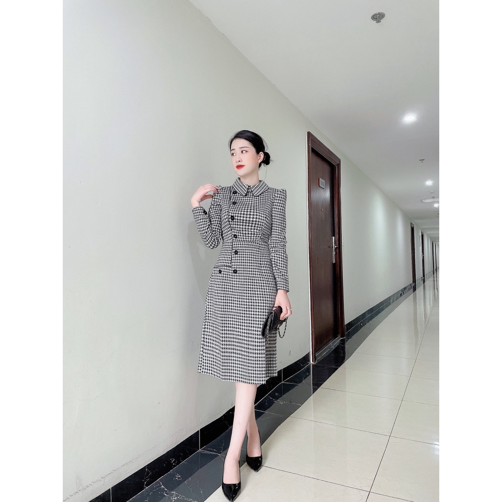 Váy kẻ Karo Cao Cấp- Eva moda (ảnh thật mẫu 1m60 49kg mặc size S)