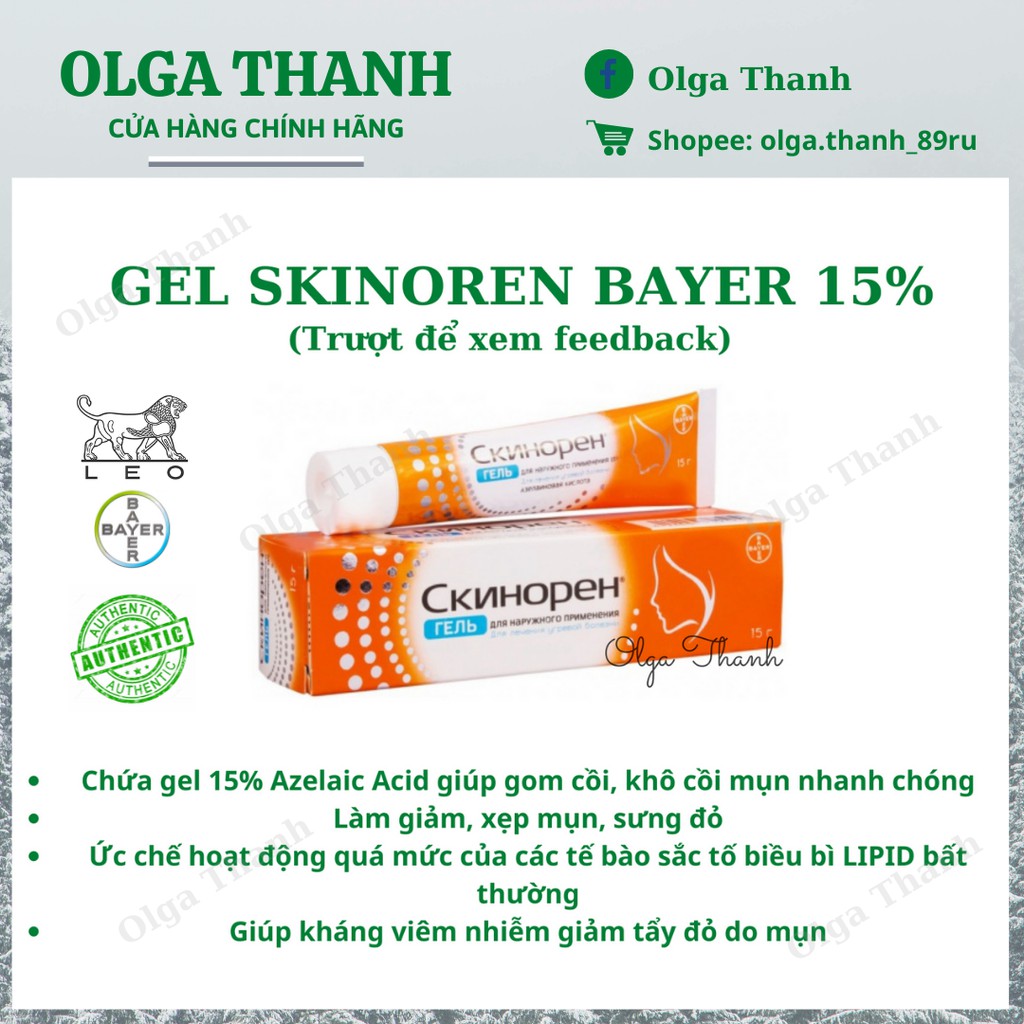 Gel Bôi mụn SKINOREN Leo Bayer 15% AA ( Bill) | BigBuy360 - bigbuy360.vn