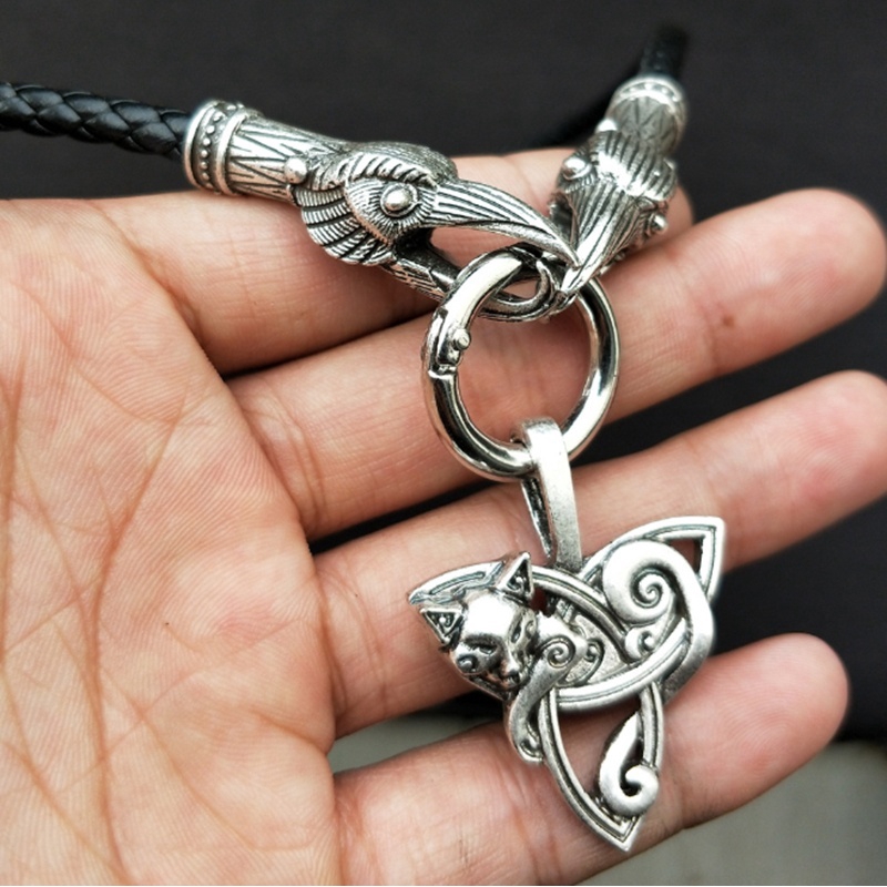 Viking Style Cat Mặt dây chuyền Trang sức Vintage Động vật Bùa hộ mệnh Unisex Vòng cổ Phụ kiện