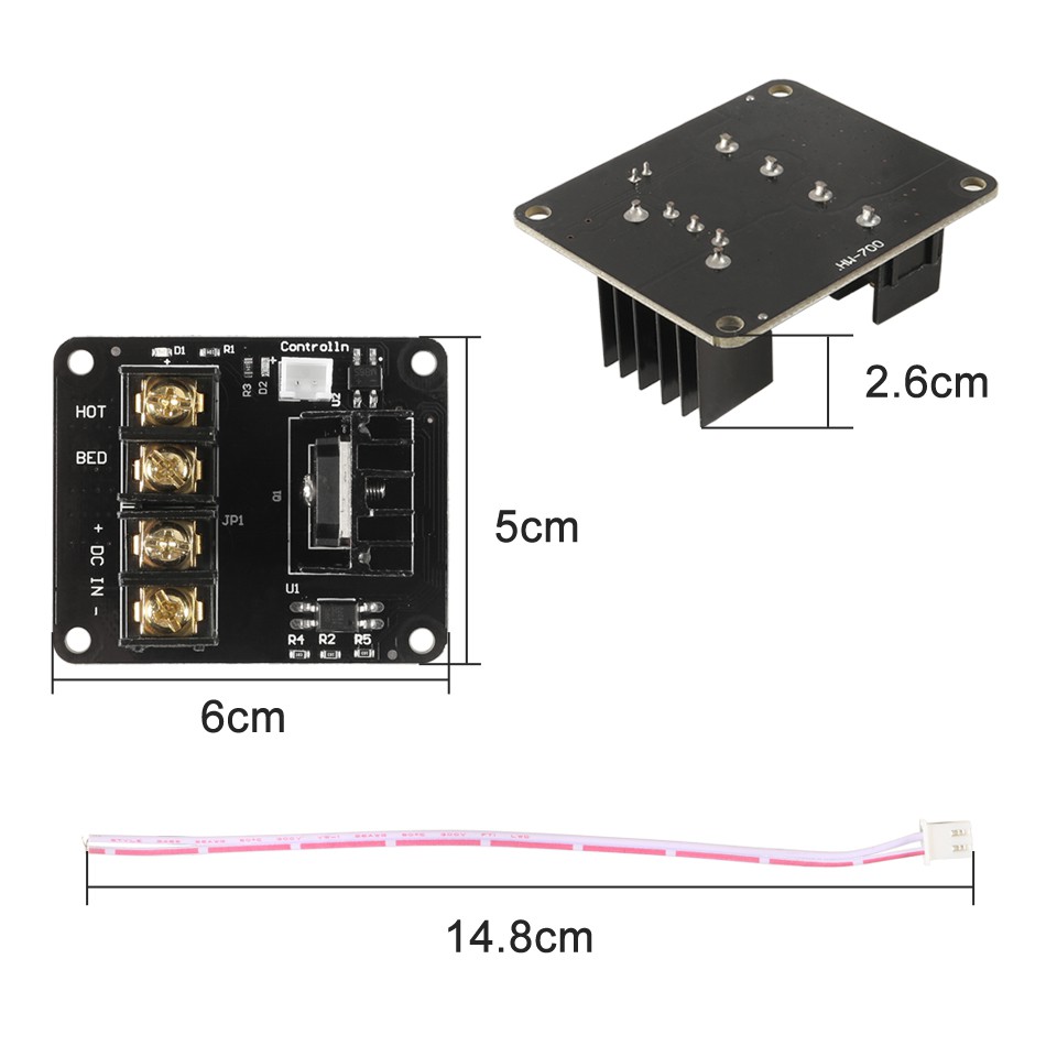 Máy in 3D Bảng mạch mở rộng nguồn cấp nóng Bộ điều khiển sưởi MOSFET Mô-đun tải dòng điện cao 25A 12V hoặc 24V cho các bộ phận máy in 3D