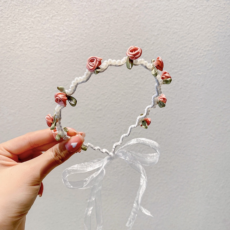 Băng Đô Cài Tóc Đính Hoa Ngọc Trai Phong Cách Hàn Quốc Mới