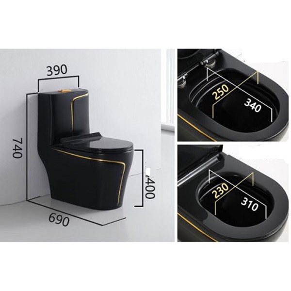 Bồn Cầu Liền khối 1 Khối 2366NA ĐEN XẢ XOÁY KẾT HỢP XẢ ĐẨY NƯỚC MẠNH MEN NANO CAO CẤP