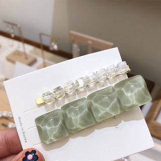 Set 2 kẹp tóc đá pha lê vuông phong cách Hàn Quốc