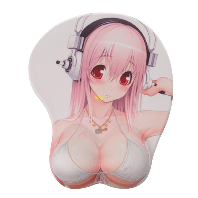 btsg Creative Cartoon Anime 3D Sexy Chest Silicone Mouse Pad Wrist Rest Support