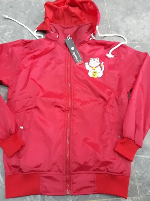 Áo khoác dù mèo thần tài