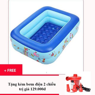 COMBO [BỂ BƠI PHAO TRẺ EM 1M2 CHỮ NHẬT 2 TẦNG] +[BƠM  ĐIỆN 2 CHIỀU ]GIÁ CỰC SỐC CHUYÊN SỈ LẺ QM HOT DEAL