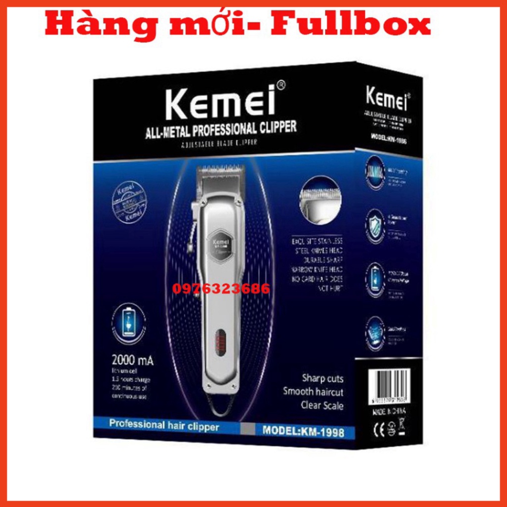 Tông đơ kemei 1998 | Tông đơ cắt tóc chuyên nghiệp cho salon và gia đình