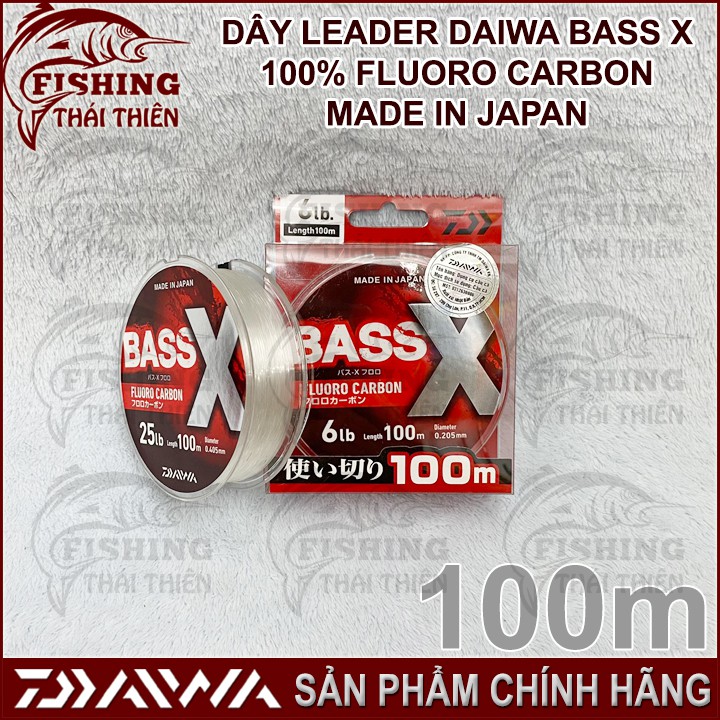 Dây Câu Cá Leader Daiwa Bass X 100% Fluoro Carbon Cuộn 100m Made In Japan