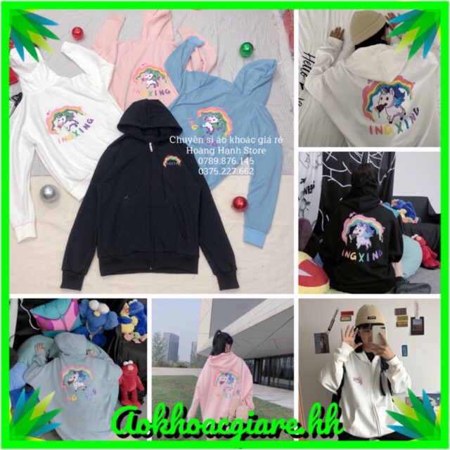 Áo khoác nam nữ nỉ ngoại dây kéo kì lân ảnh chụp thật