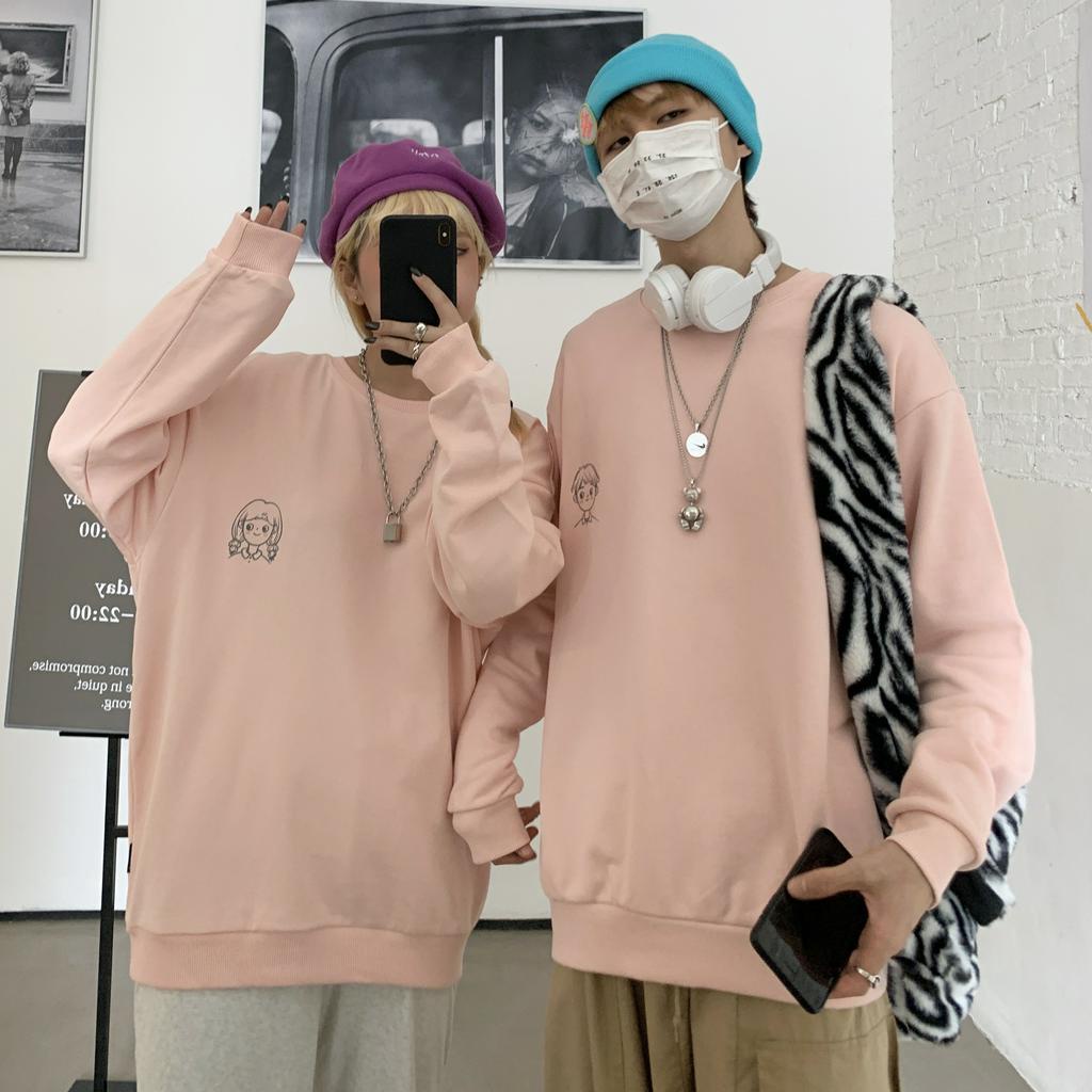 Áo Sweater Tay Dài Dáng Rộng Phong Cách Hàn Quốc Dễ Thương Thời Trang Cho Các Cặp Đôi