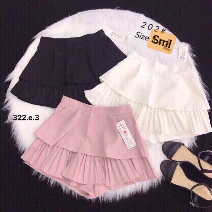 Chân Váy Xếp Ly Hai Tầng Chữ A Dáng Ngắn Vải Tuyết Mưa Siêu Xinh | BigBuy360 - bigbuy360.vn