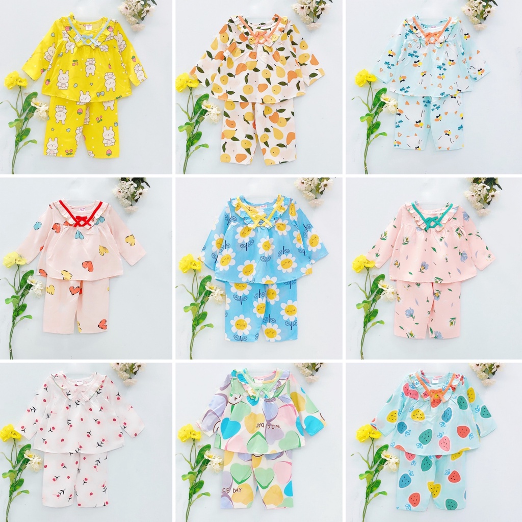 [Bé 9-37kg] Bộ TOLE, LANH TAY DÀI QUẦN DÀI BE GÁI - chất vải tole, lanh 2 da mềm, mịn không co rút [ Hàng đẹp loại 1]