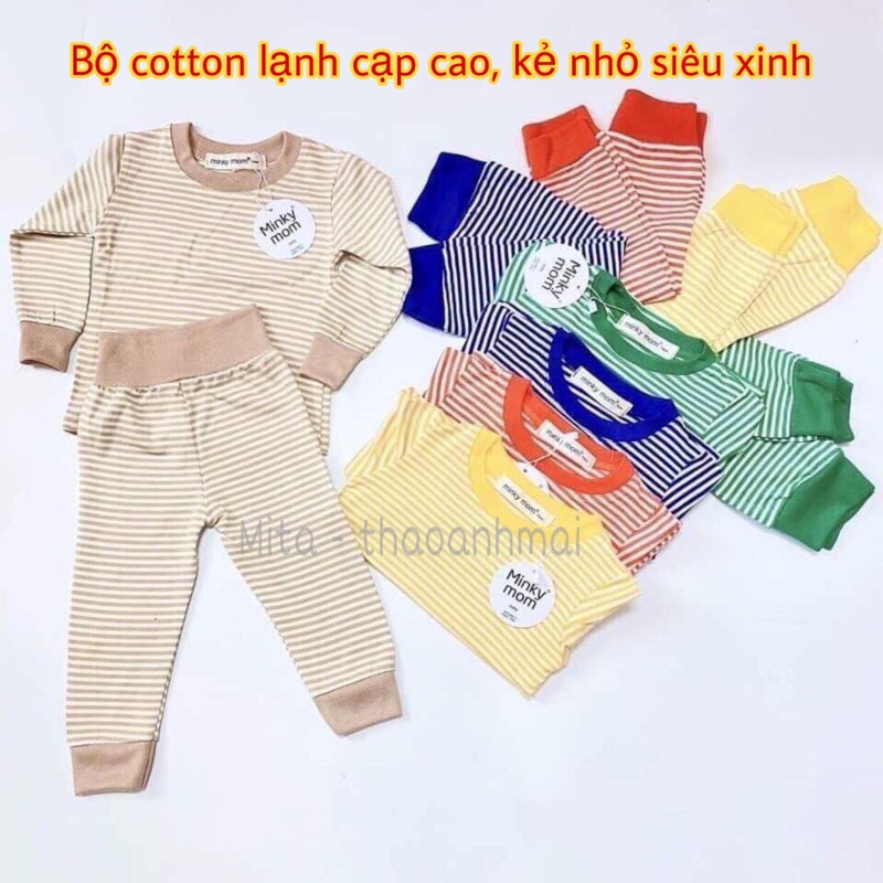 Bộ MINKY MOM CẠP CAO cotton lạnh mềm mịn, co giãn và thấm hút mồ hôi siêu tốt - Quần áo thu đông trẻ em kẻ ngang