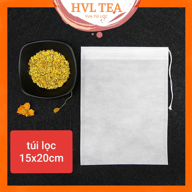 Túi lọc trà, thảo dược vải không dệt, Có Dây Buộc 15X20CM, 100 túi/sp - HVL TEA